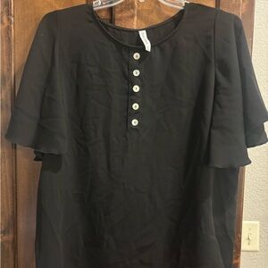 Black Women’s Shirt blouse ruffle sleeves buttons